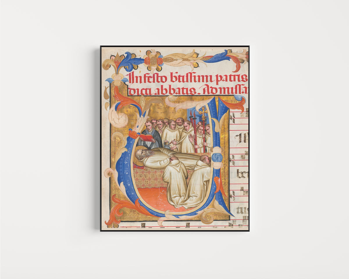 Fra Gregorio Mutii da Montalcino — Death of Saint Benedict | Illuminated Initial Print