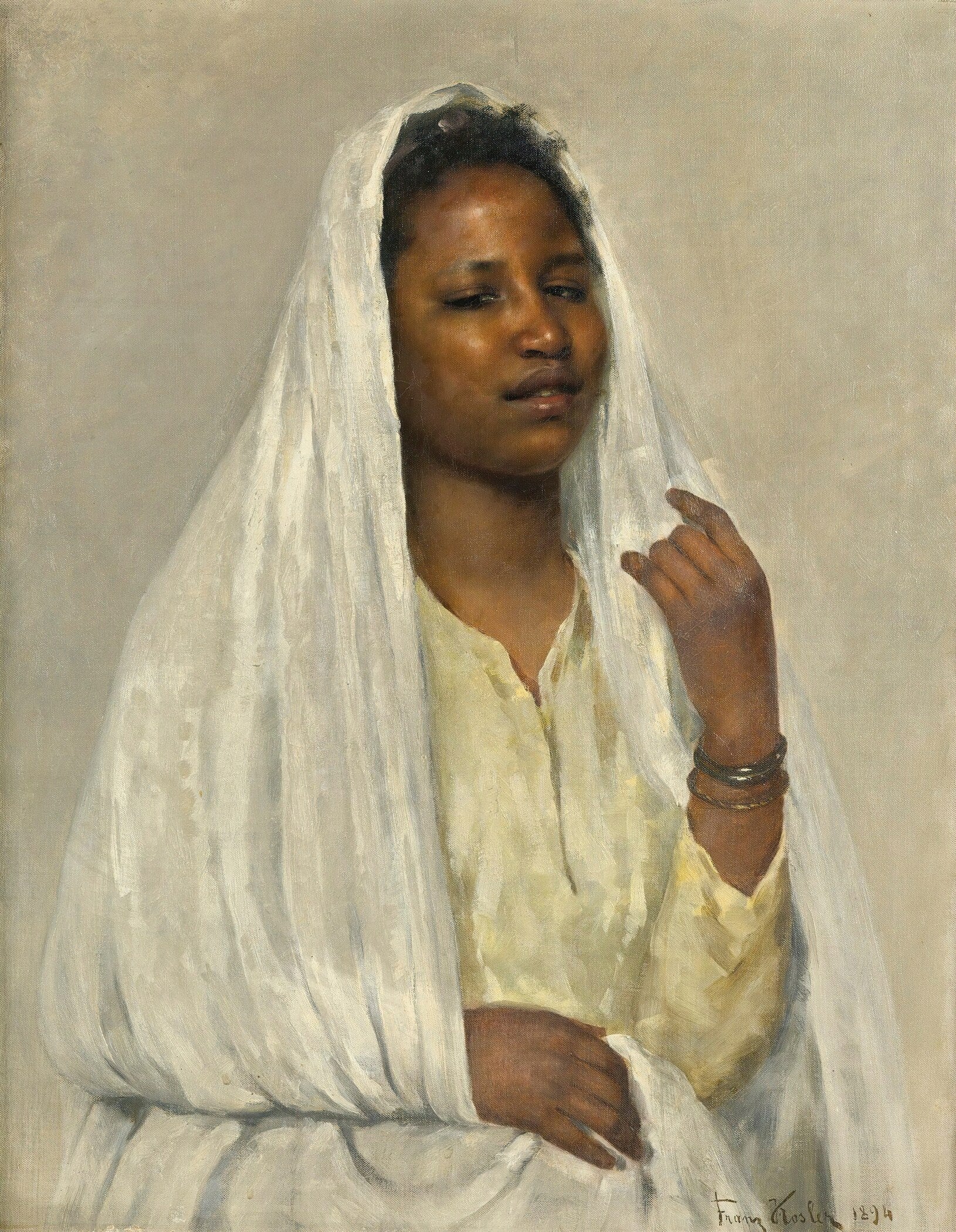 Franz Xaver Kosler — African Beauty in White | Orientalist Portrait Print - 9ArtPrints