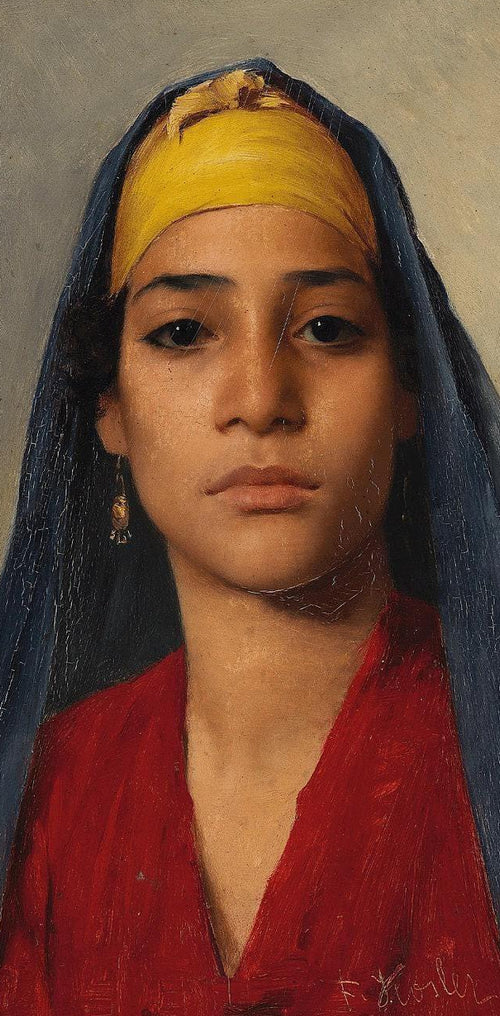 Franz Xaver Kosler Vintage Orientalist Art Print: Young Egyptian Woman, Panoramic Fine Art (2x1) - 9ArtPrints