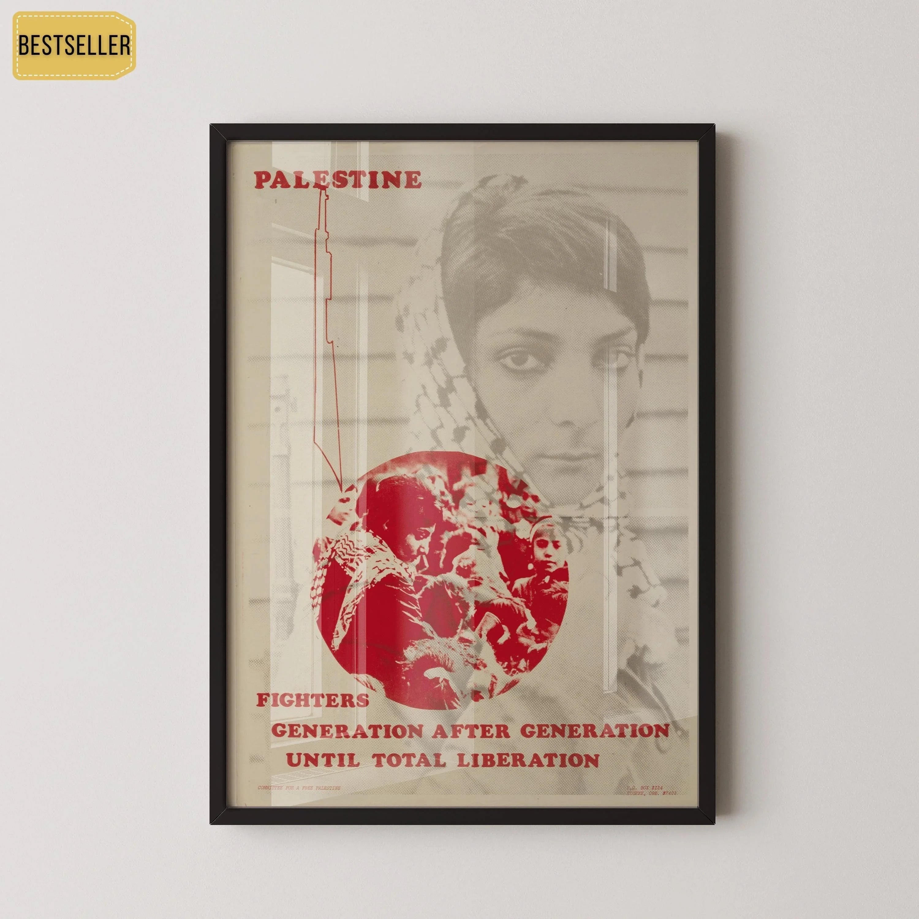 Free Palestine Poster - Leila Khaled (Fundraiser Item) | Liberation Art Print available handframed or unframed - 9ArtPrints