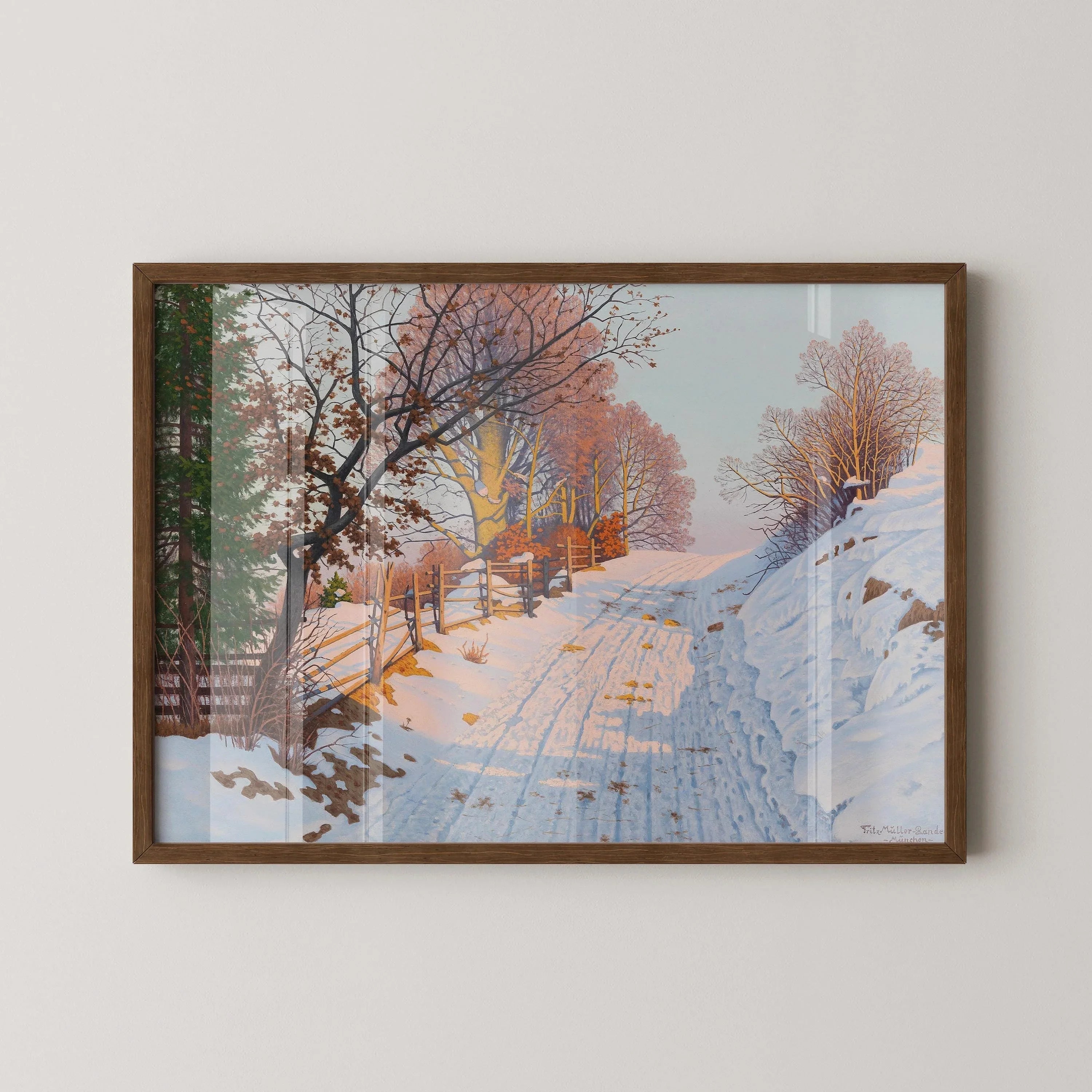 Fritz M√ºller - Landeck Winter Landscape Art Print: German Countryside - 9ArtPrints