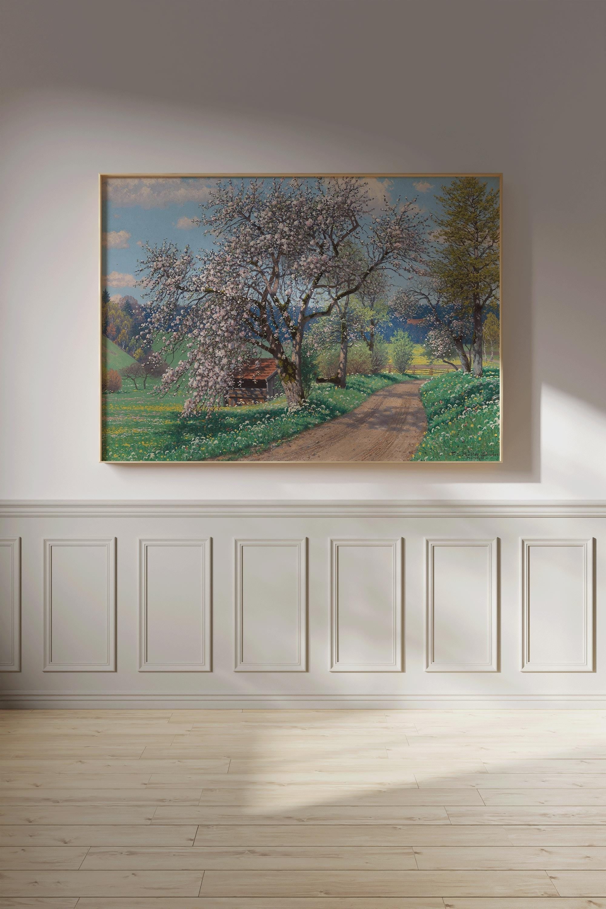 Fritz Müller - Landeck - A Spring Day | Enchanting German countryside blooming trees lush meadows tranquil spring vibes | Framed or unframed - 9ArtPrints