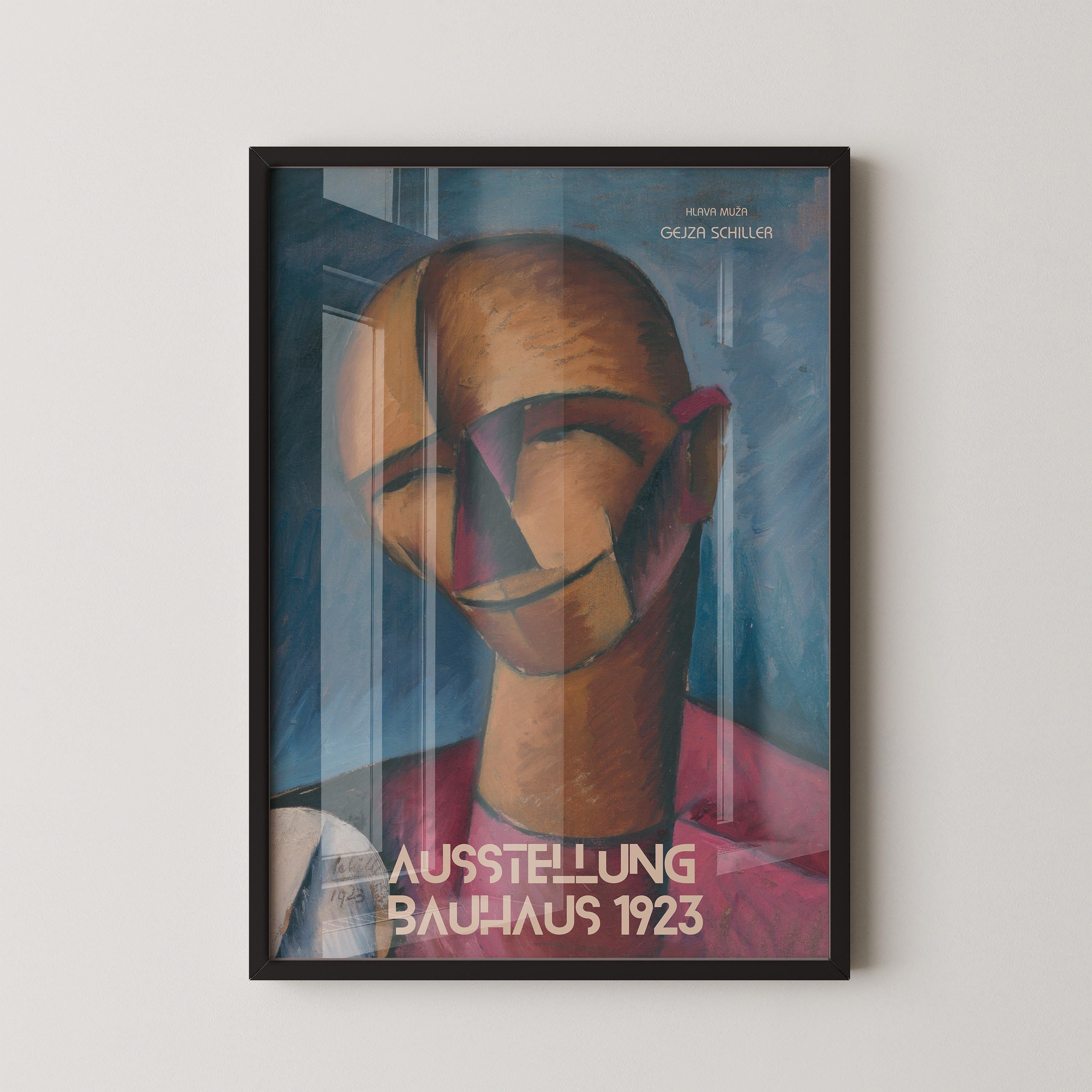 Gejza Schiller - Hlava Muža PREMIUM GICLÉE PRINT | Vintage Bauhaus Exhibition Poster (available handframed or unframed) - 9ArtPrints
