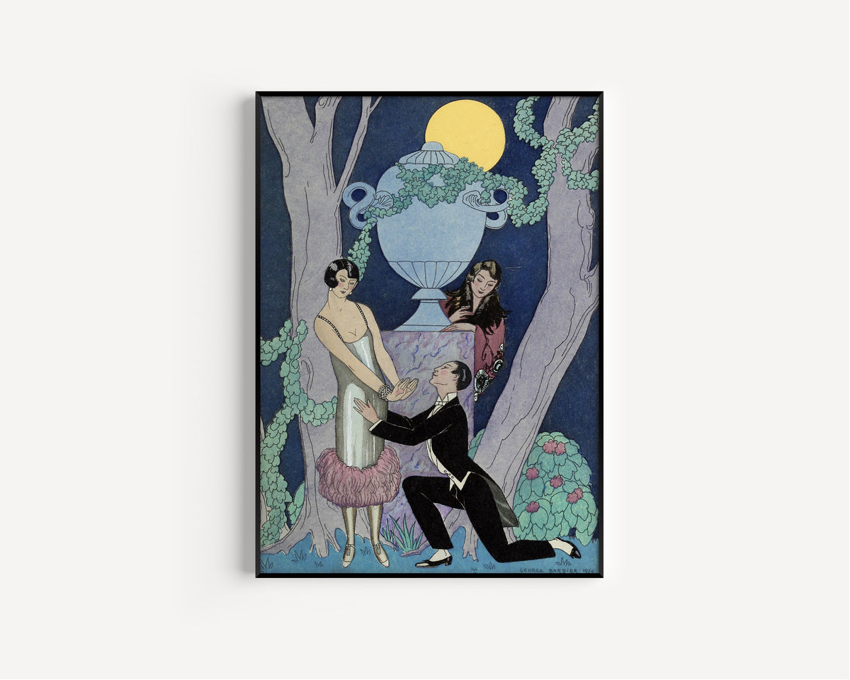 L'Avarice [Avarice] by George Barbier — in a slim black frame on a plain white wall