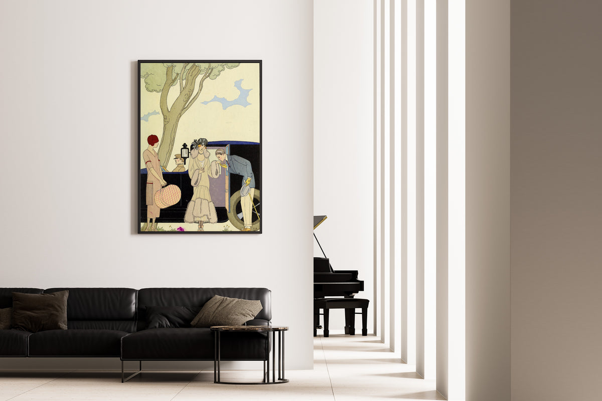 L'Envie [Envy] by George Barbier — framed on the wall of a minimal living room