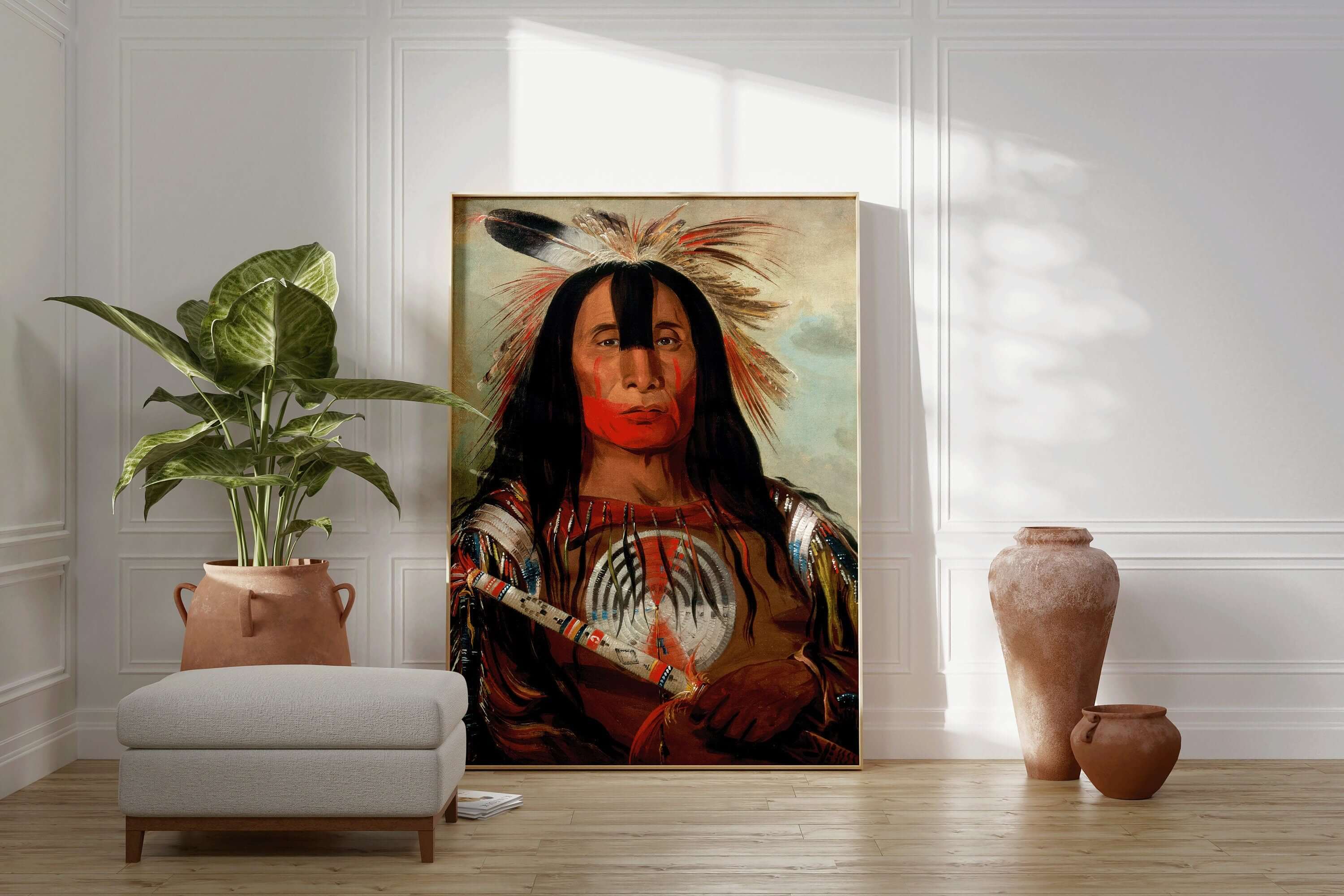 George Catlin - Blood Leader Stu - mick - o - súcks | Famous Native American Aboriginal First Nations Art - 9ArtPrints