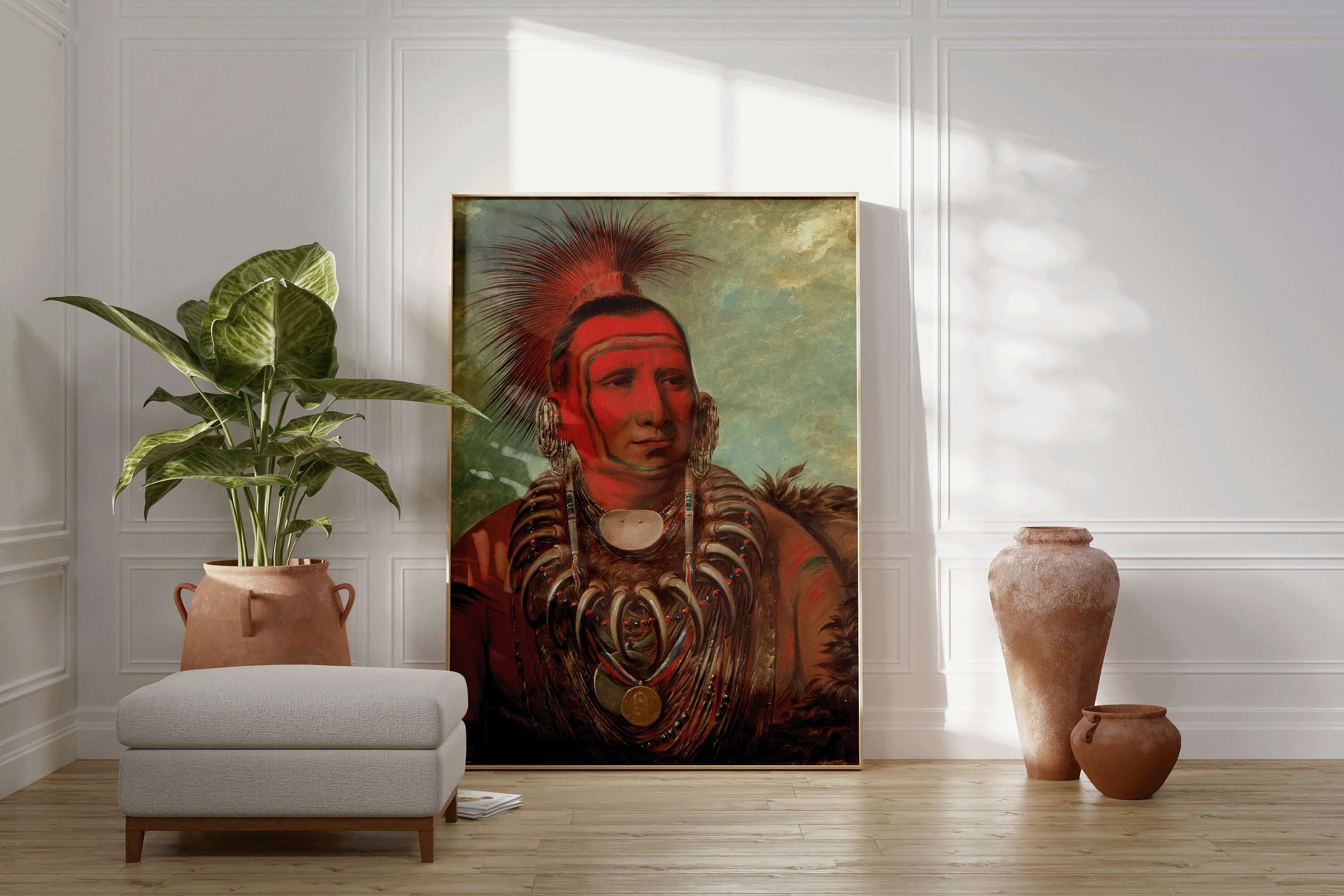 George Catlin - Little Wolf Shon Ta Yi Ga | Famous Native American Aboriginal First Nations Art - 9ArtPrints