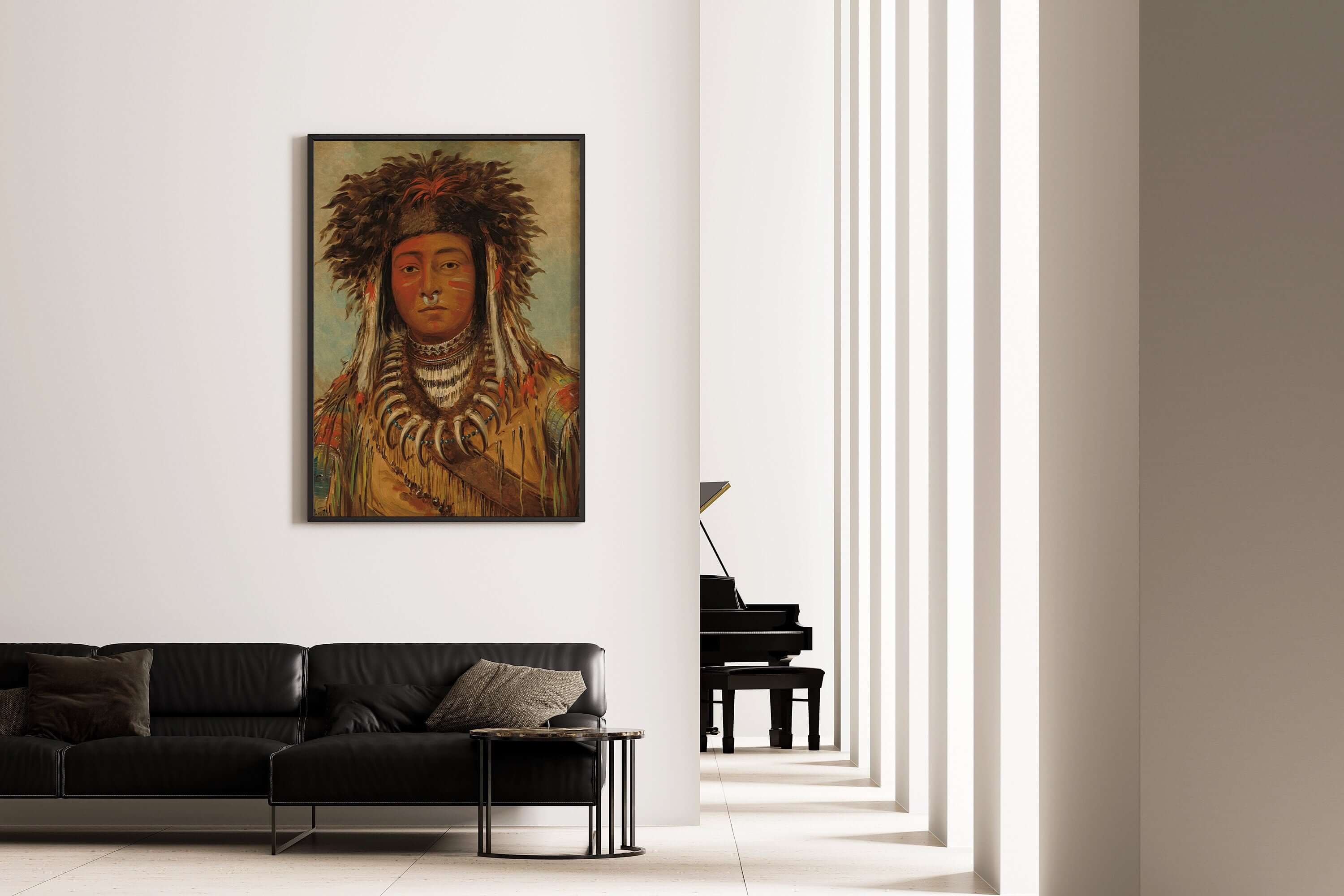 George Catlin - Ojibway Boy Chief | Famous Aboriginal Native American First Nations Art (available framed or unframed) - 9ArtPrints