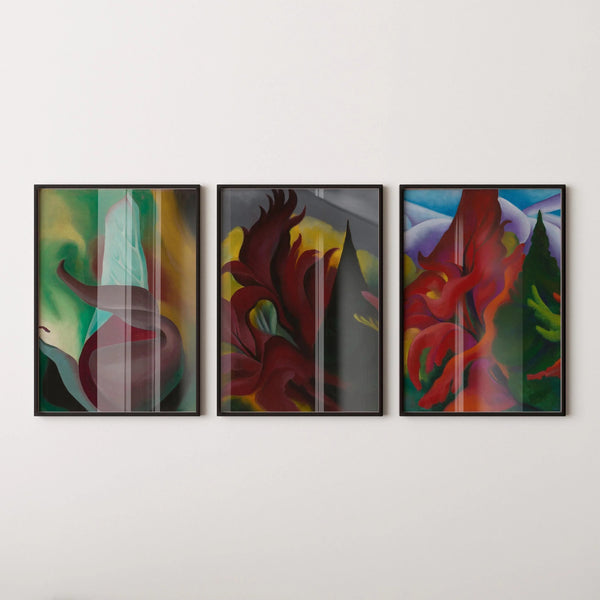 Georgia O'Keeffe — Statement Trio | Skunk Cabbage, Red Maple & Trees in Autumn | Art Print