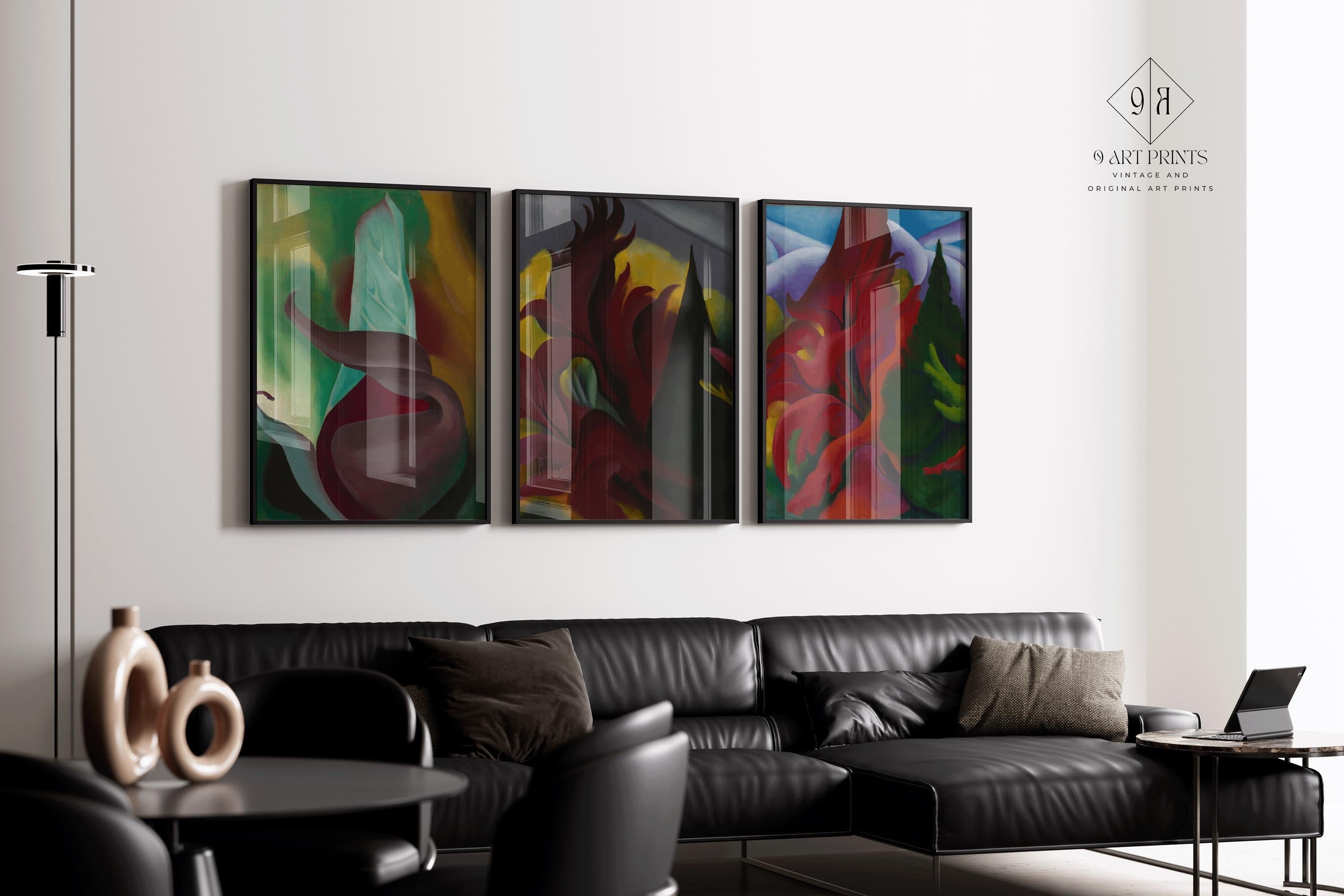 Georgia O'Keeffe STATEMENT TRIO - Skunk Cabbage, Red Maple and Trees in Autumn | An Incredible Vintage Set (Available Frame or unframed) - 9ArtPrints
