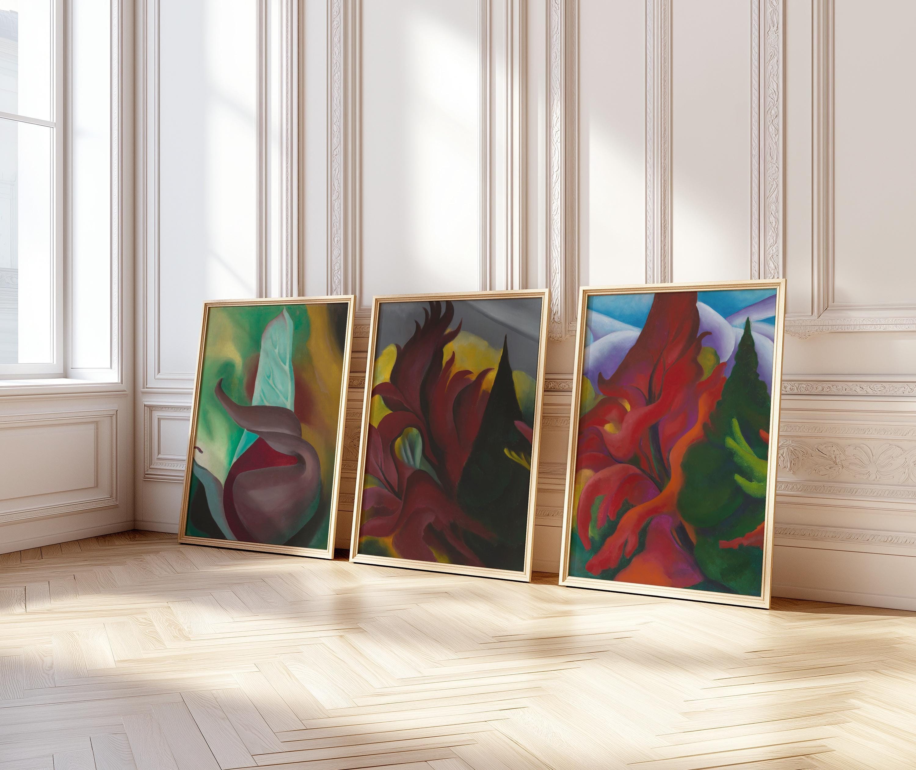 Georgia O'Keeffe STATEMENT TRIO - Skunk Cabbage, Red Maple and Trees in Autumn | An Incredible Vintage Set (Available Frame or unframed) - 9ArtPrints