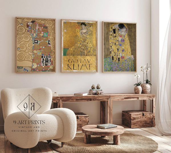 Gustav Klimt — Statement Trio | The Embrace, Adele Bloch-Bauer & The Kiss | Art Print