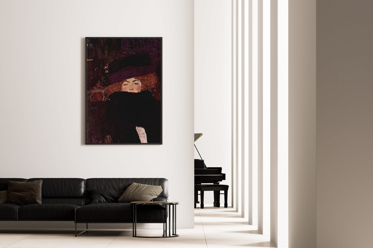 Gustav Klimt — Lady with Hat and Feather Boa (Dame mit Hut und Federboa) | Fine Art Print - 9ArtPrints