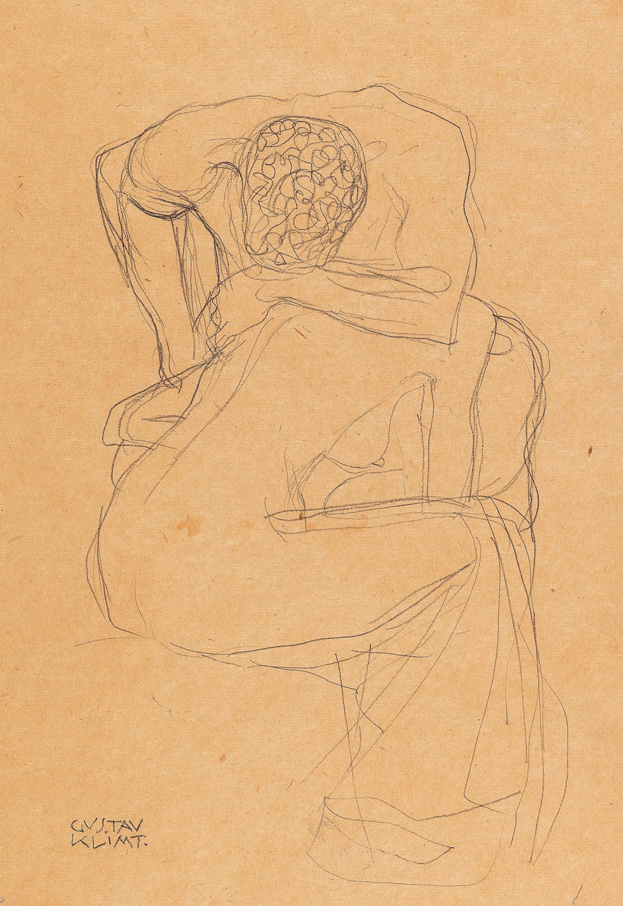 Gustav Klimt — Lovers | Fine Art Print shown to scale on a wall above a sofa