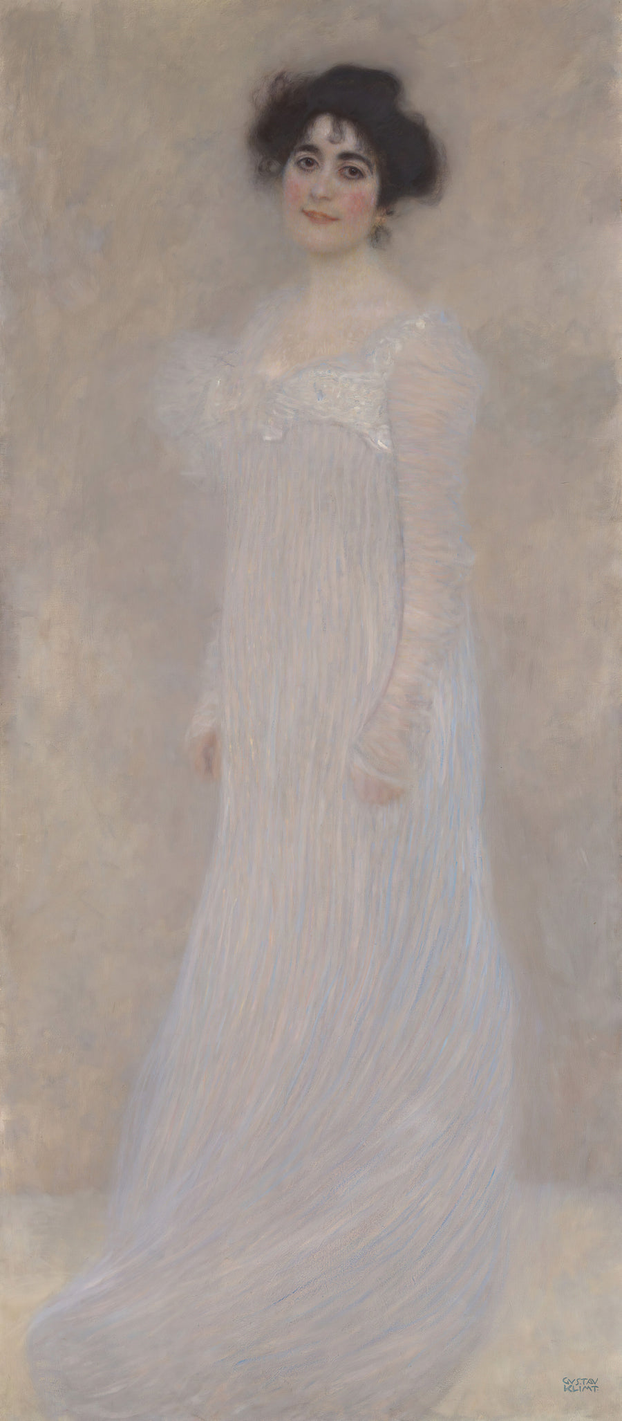 Gustav Klimt — Portrait of Serena Pulitzer Lederer | Fine Art Print shown to scale on a wall above a sofa