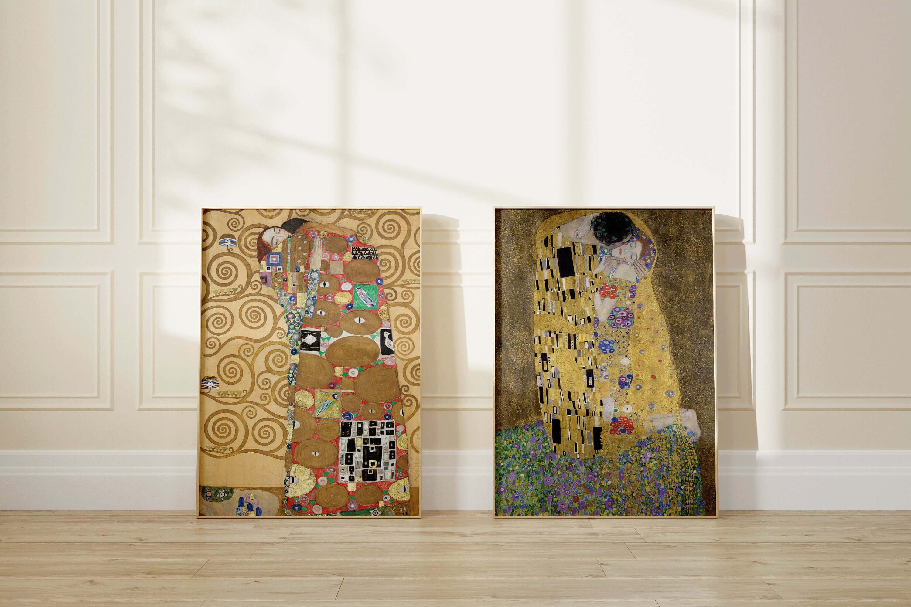 Gustav Klimt Set of 2 Prints - The Embrace and The Kiss | Iconic Art Famous Painting (available framed or unframed) - 9ArtPrints