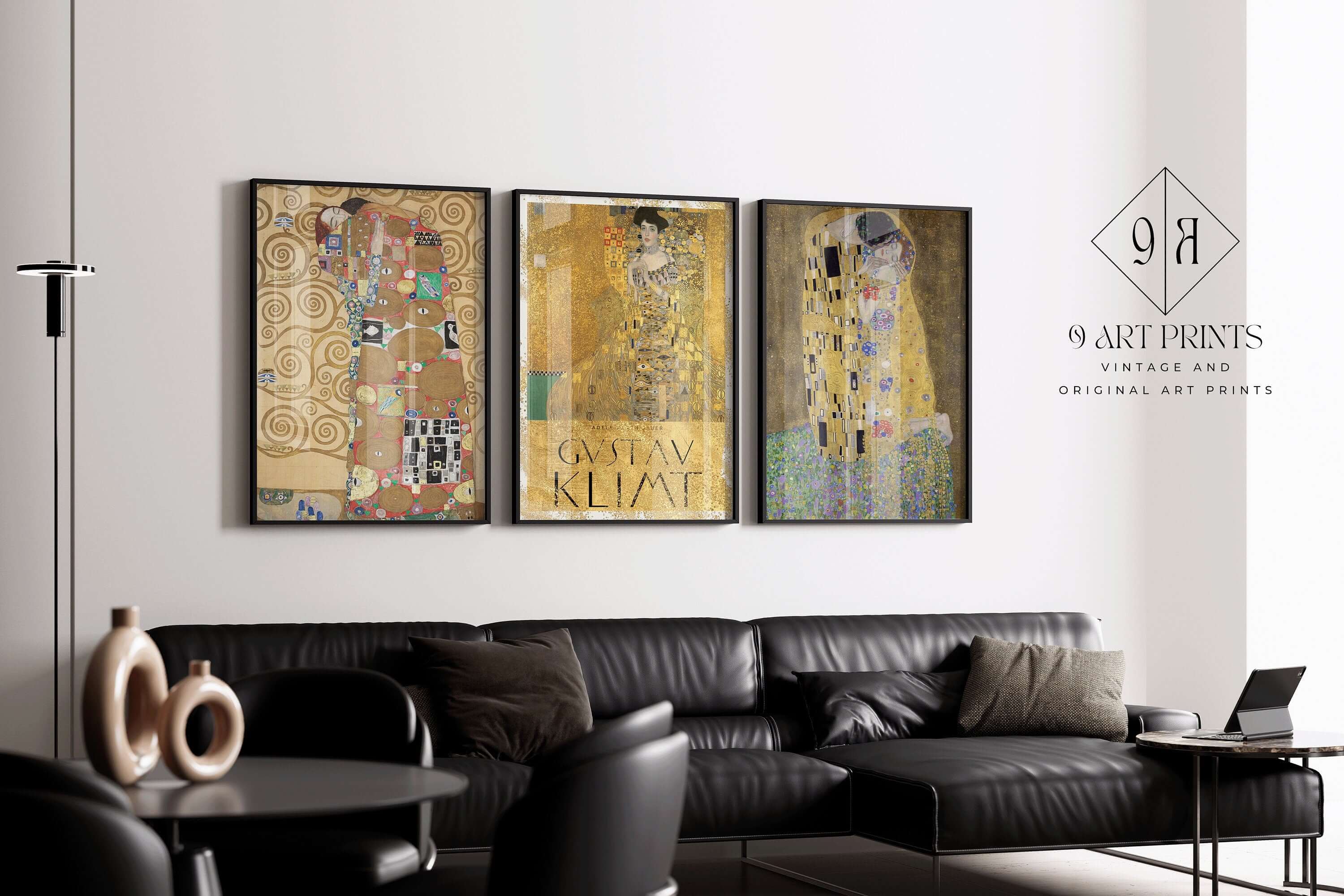 Gustav Klimt Set of 3 Paintings The Embrace Adele Bloch Bauer The Kiss Famous Iconic Painting Gold Print Home Decor Housewarming Gift Idea - 9ArtPrints