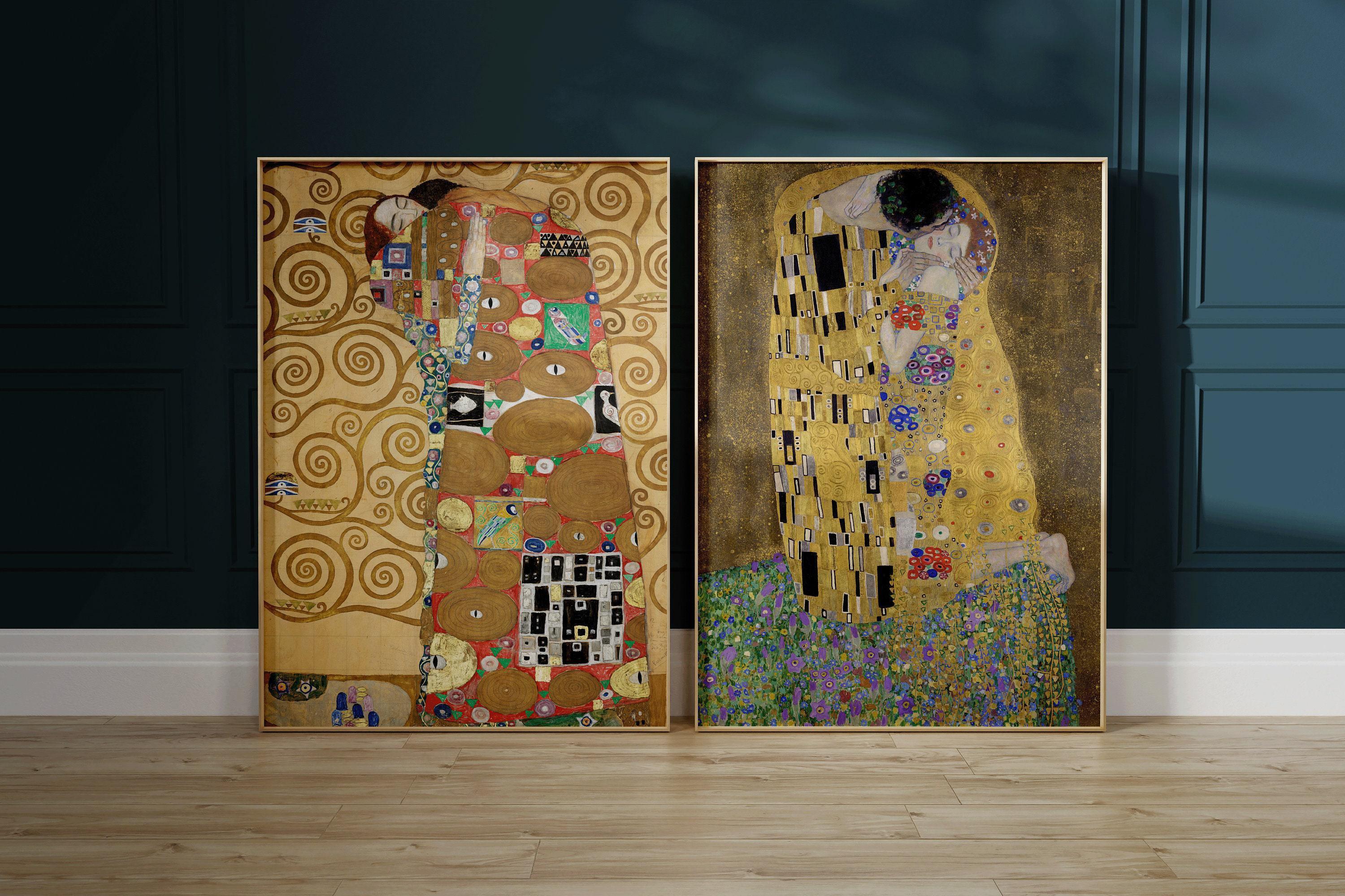 Gustav Klimt STATEMENT DUO Prints - The Embrace and The Kiss | | Iconic Art Famous Painting available framed - 9ArtPrints