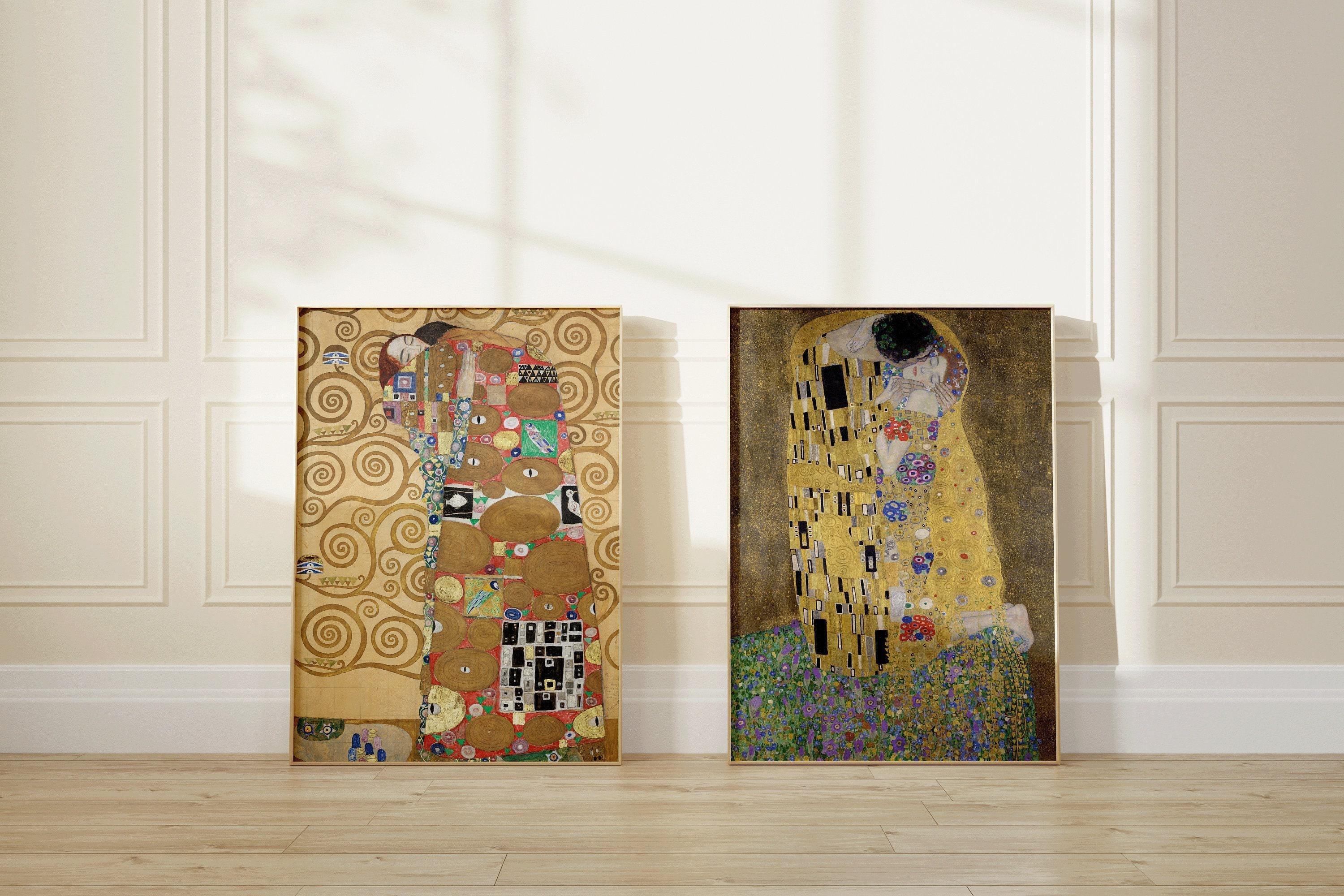 Gustav Klimt STATEMENT DUO Prints - The Embrace and The Kiss | | Iconic Art Famous Painting available framed - 9ArtPrints