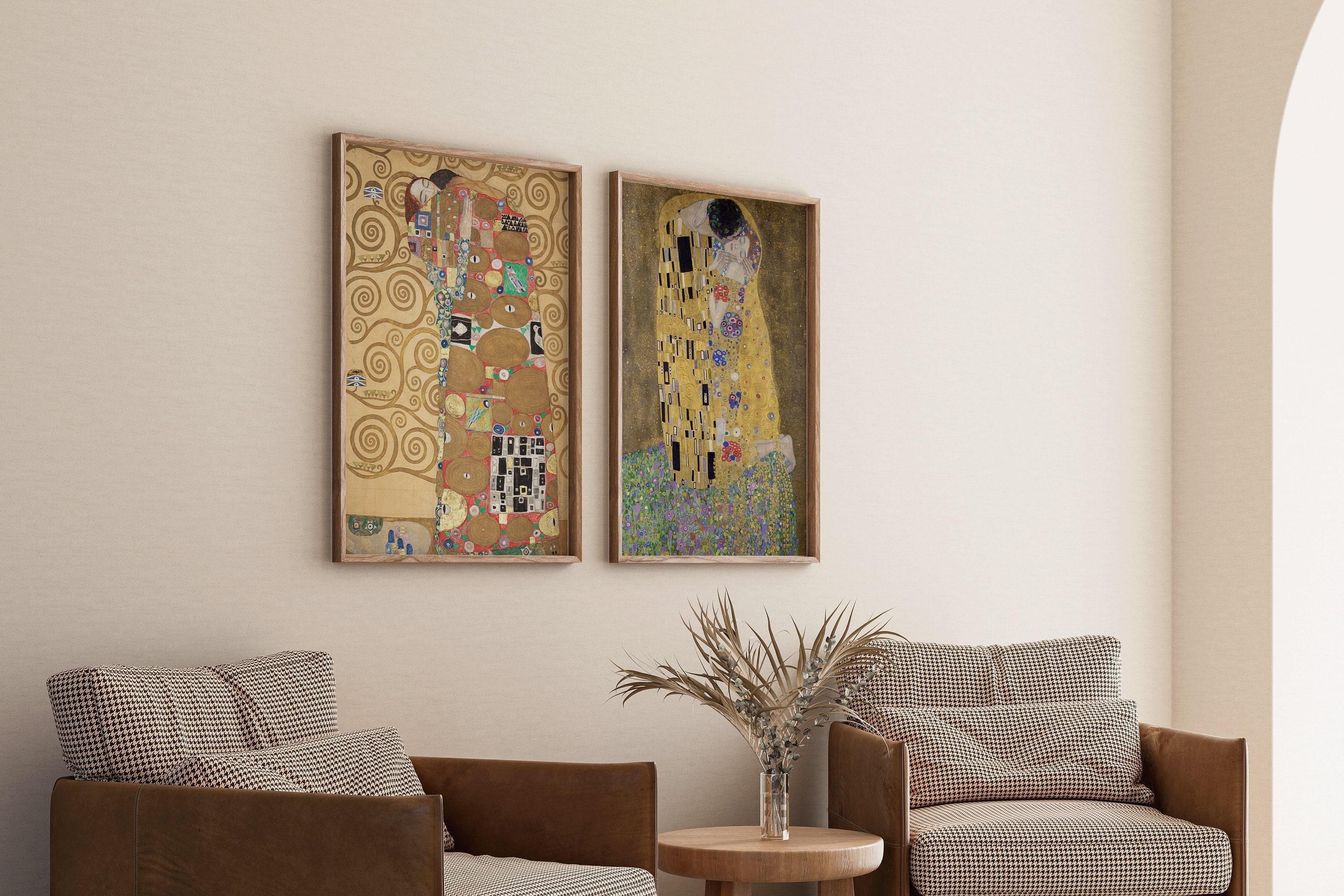 Gustav Klimt STATEMENT DUO Prints - The Embrace and The Kiss | | Iconic Art Famous Painting available framed - 9ArtPrints
