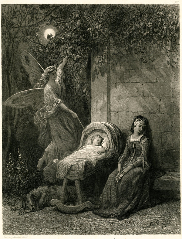 Gustave Doré — A little fairy comes at night, and from the moon she flutters down | Engraving Print
