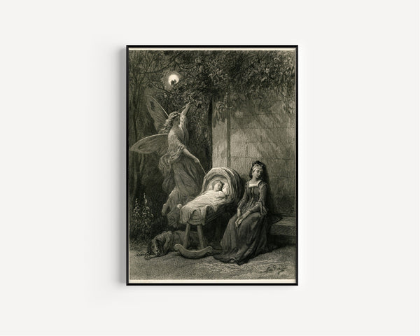 Gustave Doré — A little fairy comes at night, and from the moon she flutters down | Engraving Print