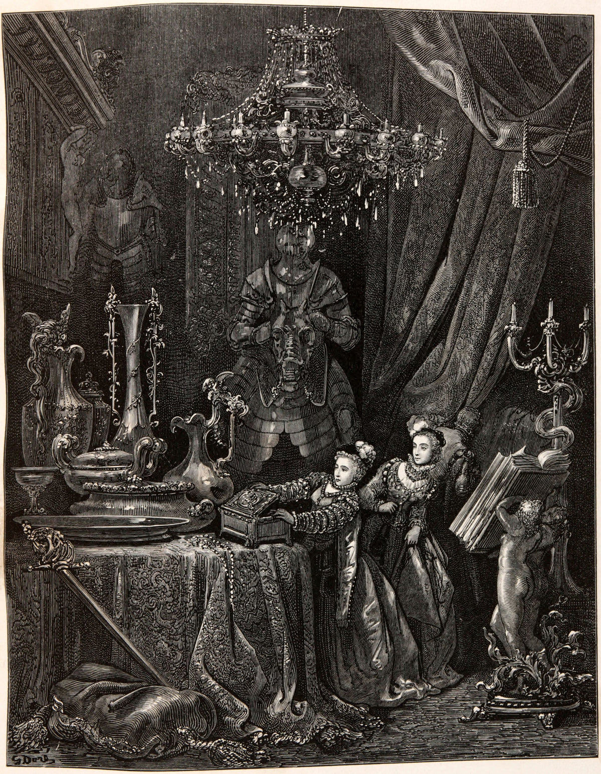 Gustave Doré — Bluebeard: The Wife Shows Her Friends the Treasures | Fairy Tale Illustration Print - 9ArtPrints