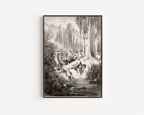 Gustave Doré — Donkey Skin: The Shepherdess at the Stream | Fairy Tale Illustration Print