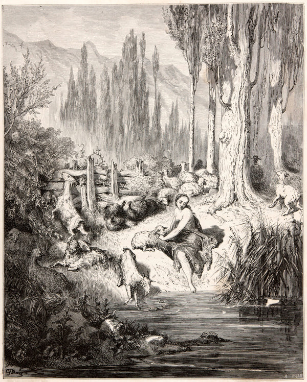 Gustave Doré — Donkey Skin: The Shepherdess at the Stream | Fairy Tale Illustration Print