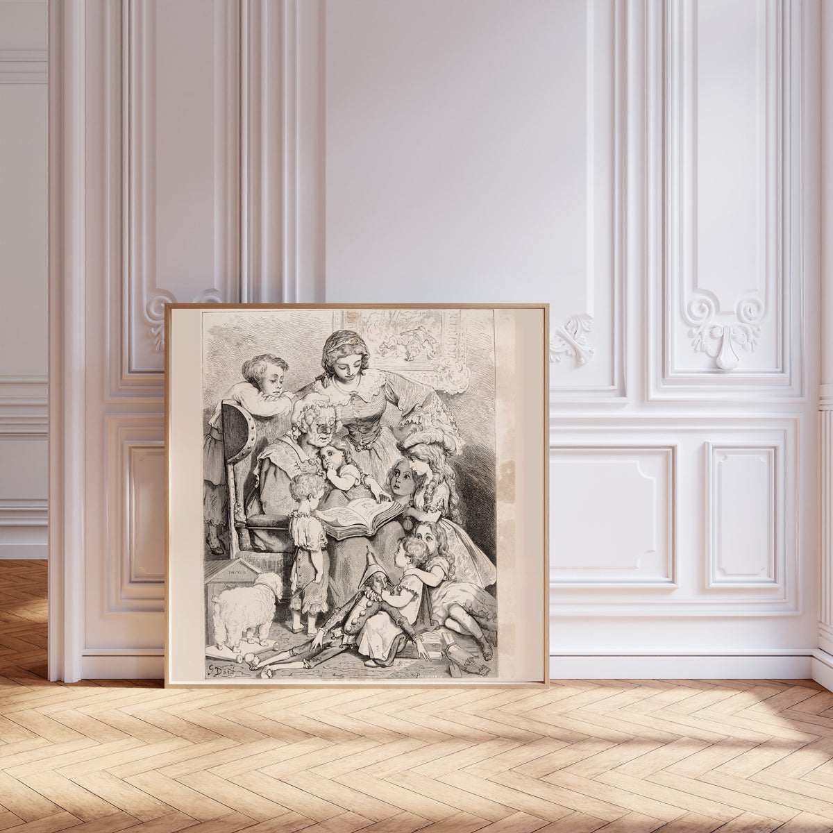 Gustave Doré — Frontispiece: Reading the Tales | Fairy Tale Illustration Print - 9ArtPrints