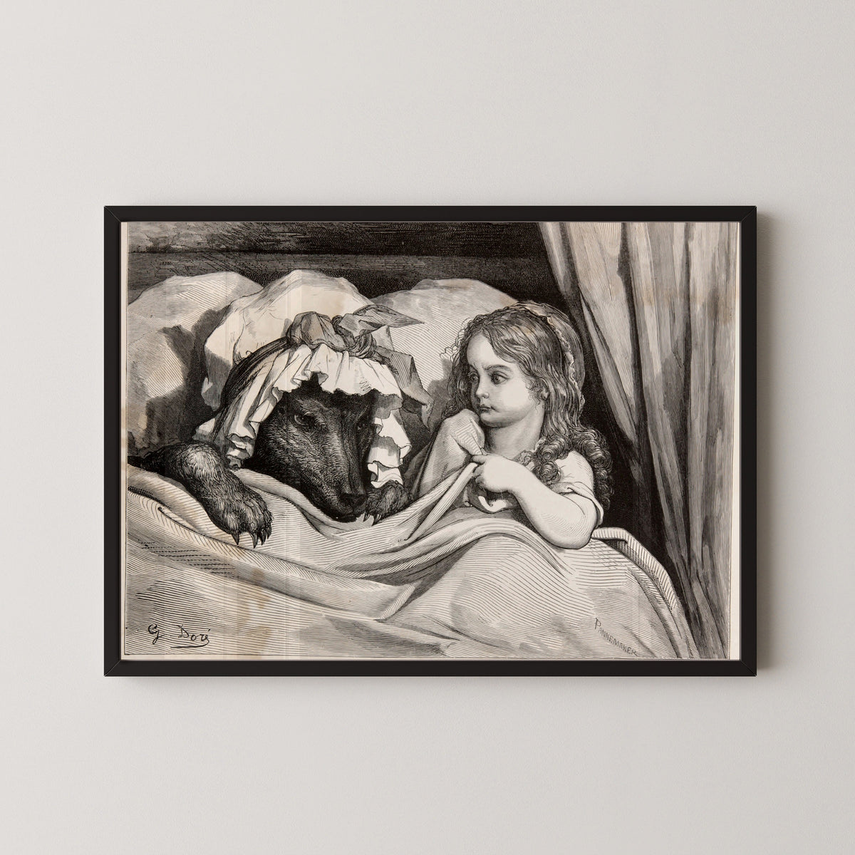 Gustave Doré — Little Red Riding Hood: In Bed with the Wolf | Fairy Tale Illustration Print - 9ArtPrints