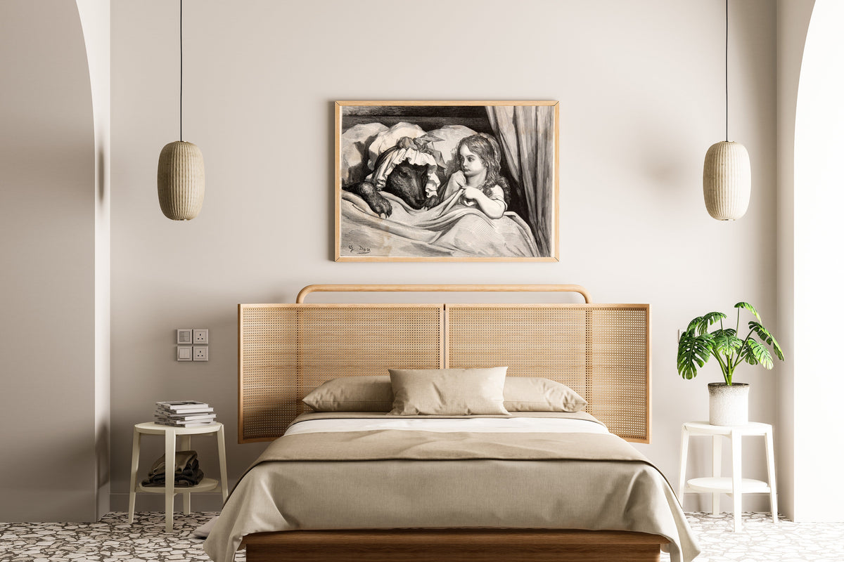 Gustave Doré — Little Red Riding Hood: In Bed with the Wolf | Fairy Tale Illustration Print - 9ArtPrints