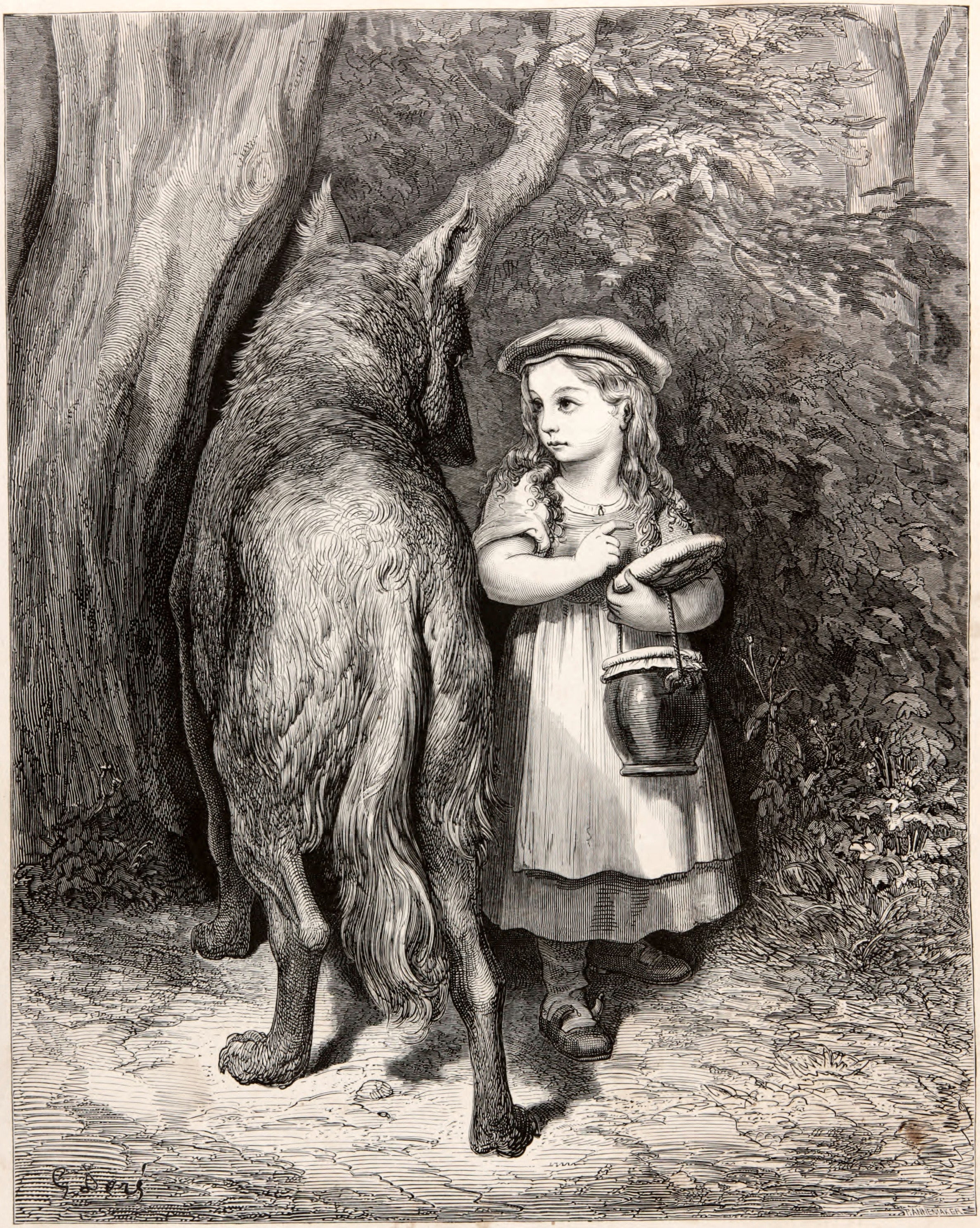 Gustave Doré — Little Red Riding Hood: Meeting the Wolf | Fairy Tale Illustration Print - 9ArtPrints