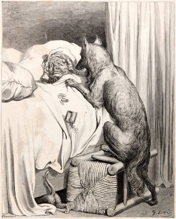 Gustave Doré — Little Red Riding Hood: The Wolf at Grandmother's Bed | Fairy Tale Illustration Print