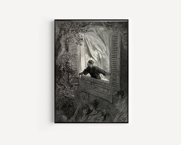 Gustave Doré — Open here I flung the shutter | Gothic Illustration Print