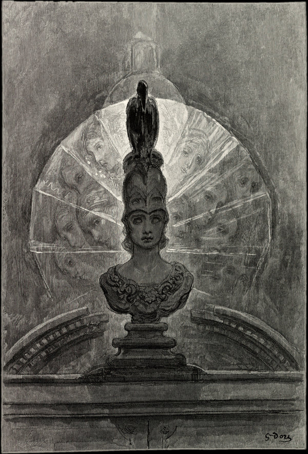 Gustave Doré — Perched upon a bust of Pallas | Gothic Illustration Print
