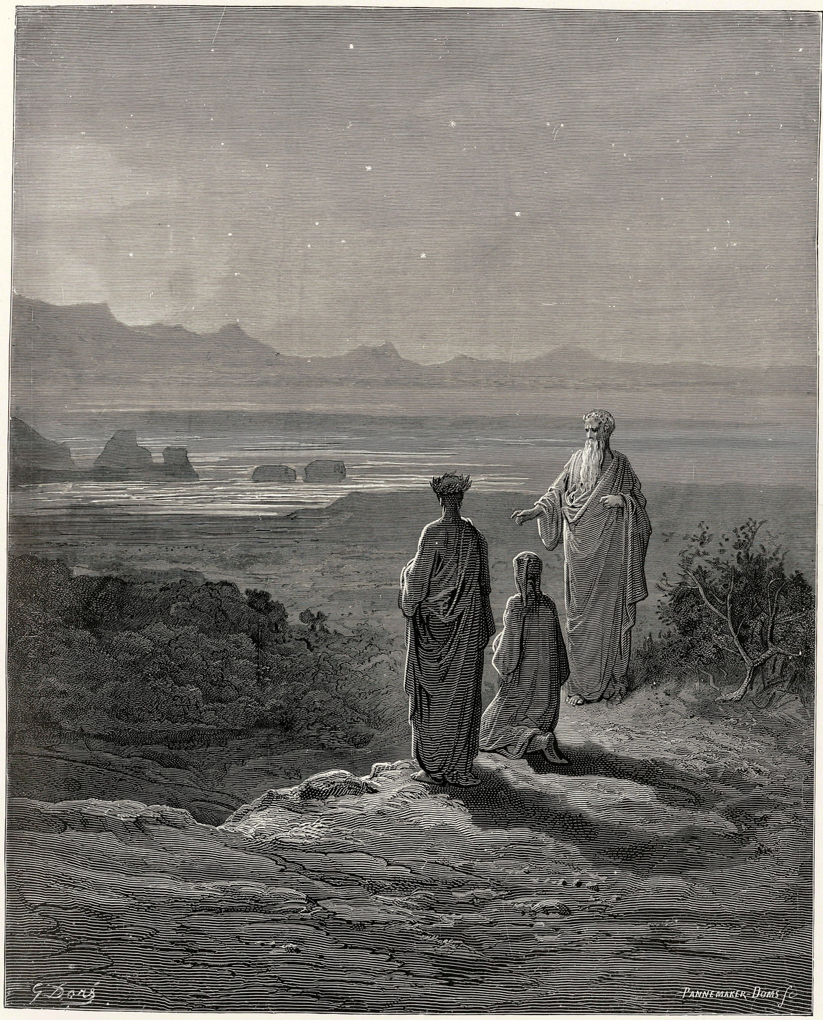 Gustave Doré — Purgatorio, Canto I: Cato on the Shore | Dante Illustration Print - 9ArtPrints