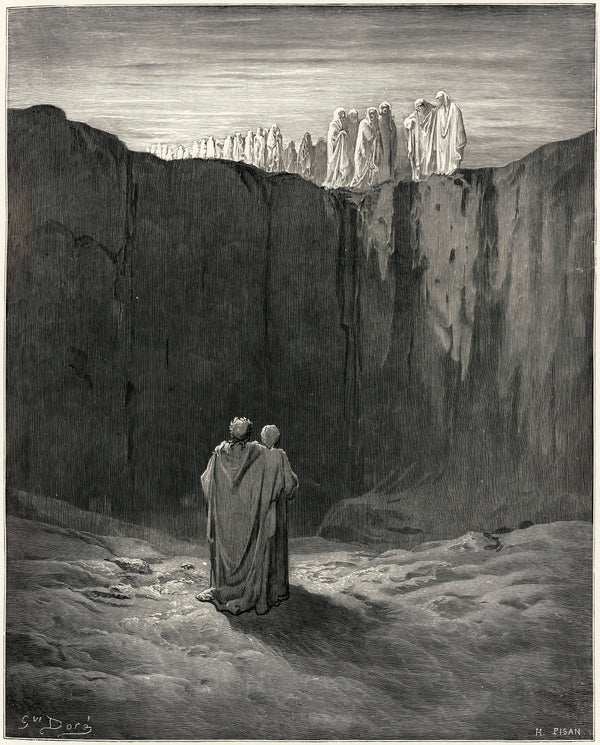 Gustave Doré — Purgatorio, Canto III: Virgil Explores the Pathway | Dante Illustration Print