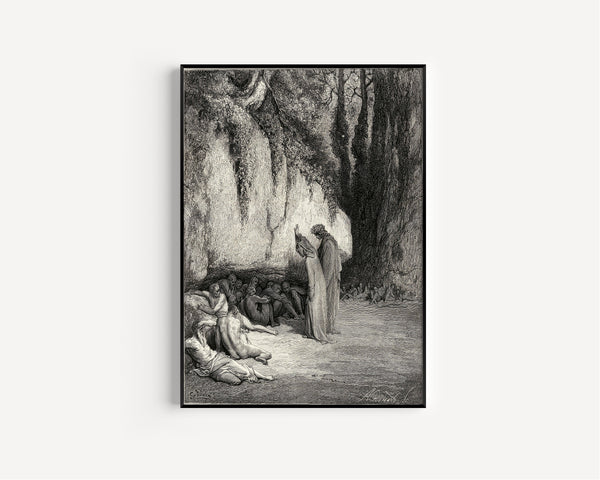 Gustave Doré — Purgatorio, Canto IV: Belacqua Behind the Rock | Dante Illustration Print