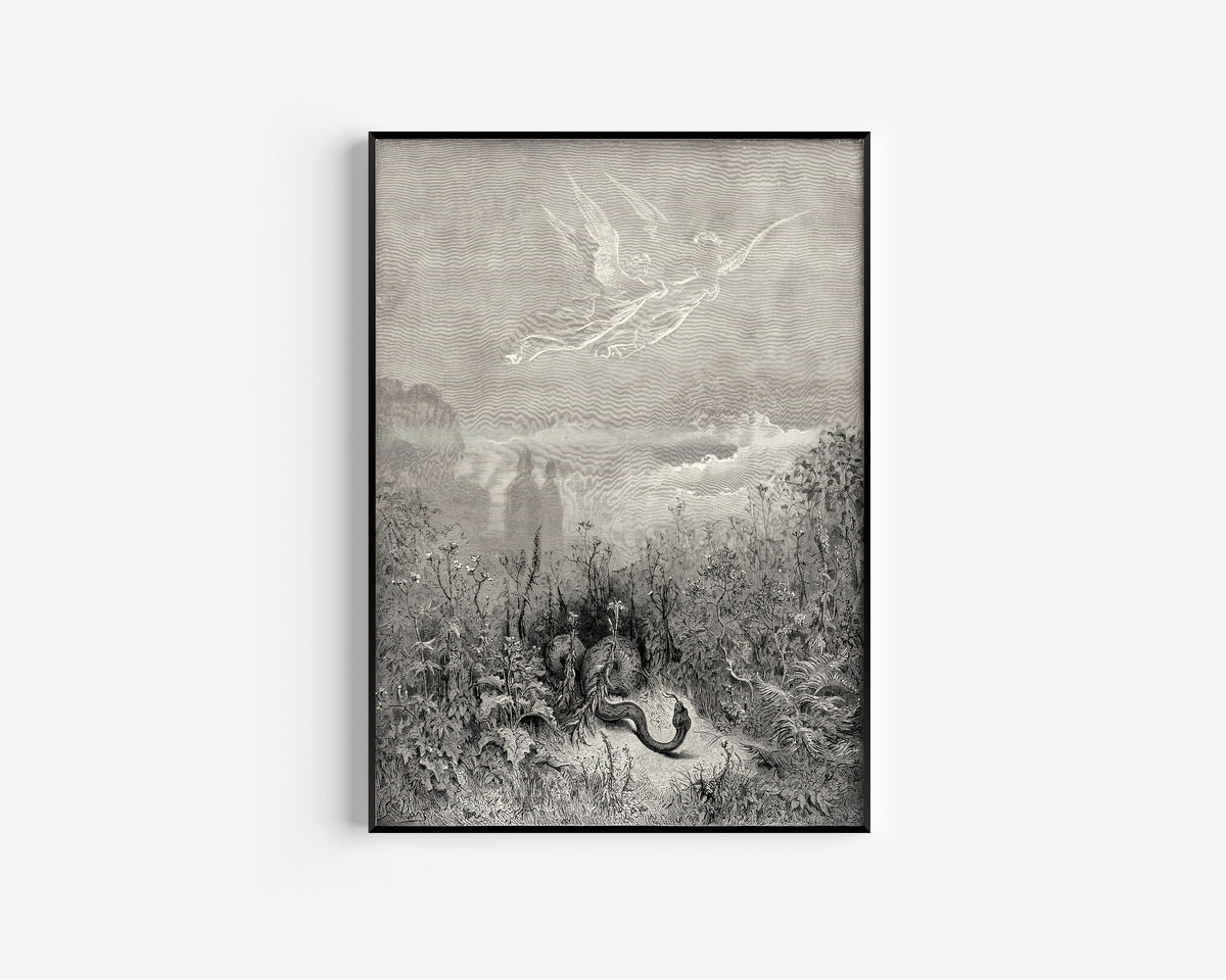 Gustave Doré — Purgatorio, Canto VIII: The Serpent Fled | Dante Illustration Print - 9ArtPrints