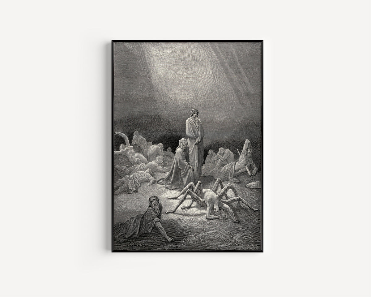 Gustave Doré — Purgatorio, Canto XII: Arachne, Half Spider Now | Dante Illustration Print - 9ArtPrints
