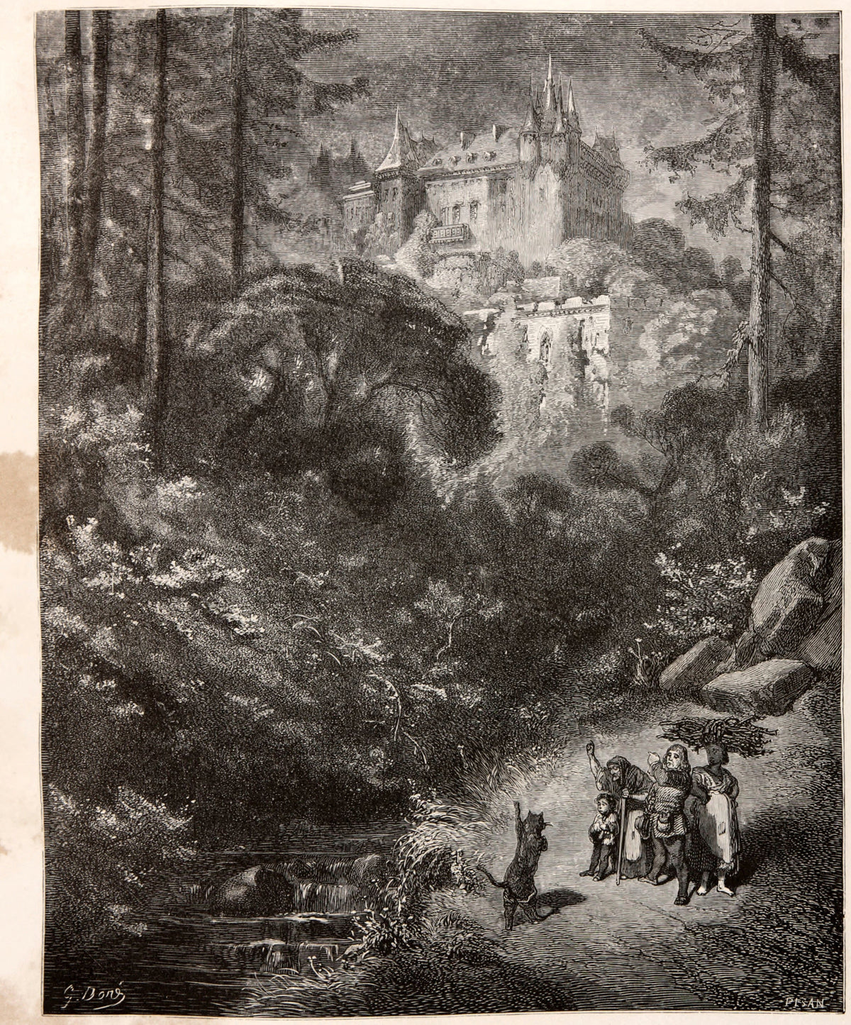Gustave Doré — Puss in Boots: The Cat Runs Ahead to the Castle | Fairy Tale Illustration Print - 9ArtPrints