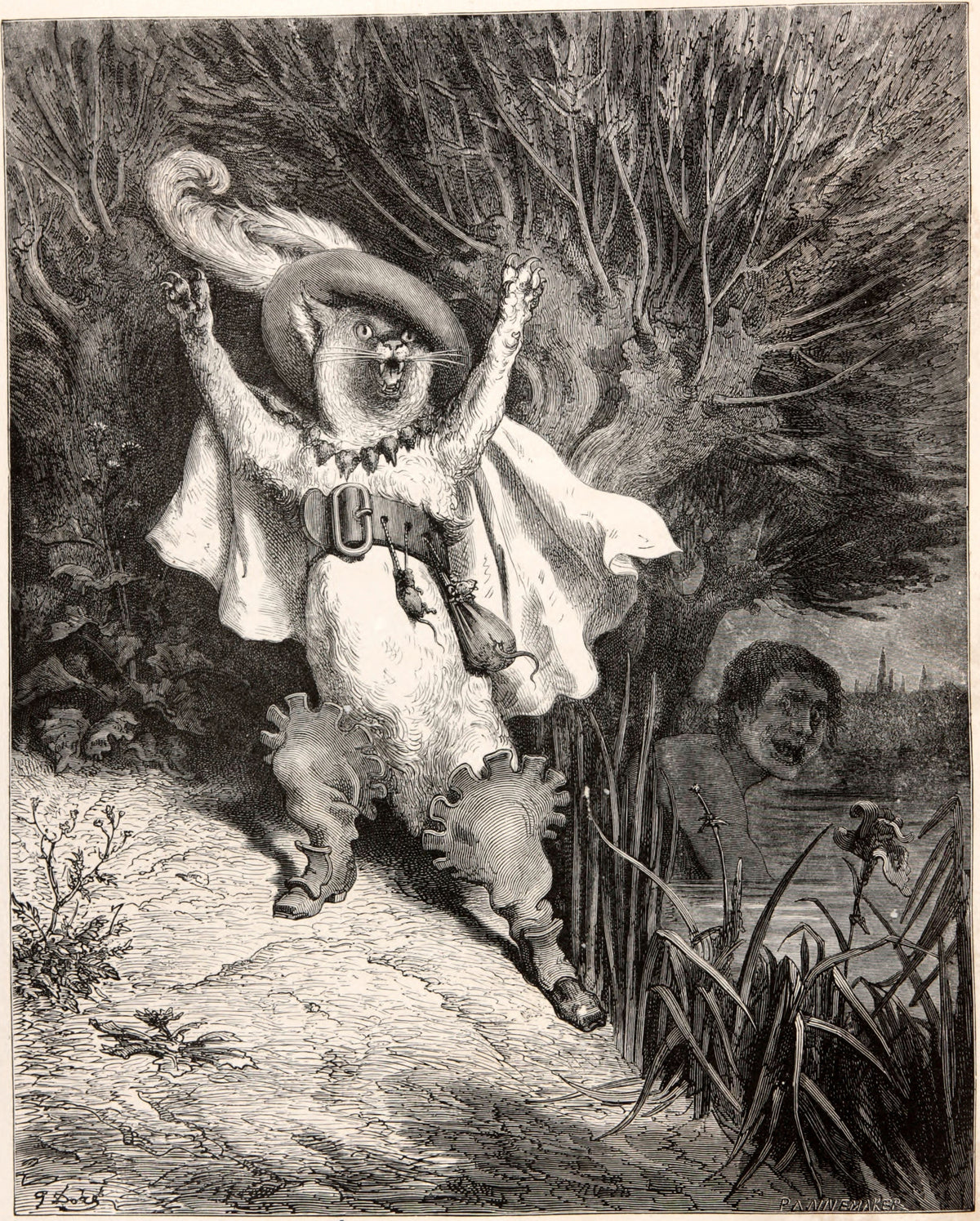 Gustave Doré — Puss in Boots: The Marquis of Carabas Is Drowning | Fairy Tale Illustration Print - 9ArtPrints