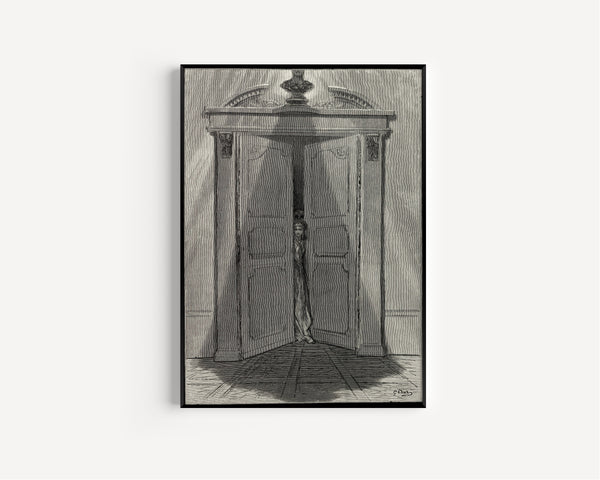 Gustave Doré — Some late visiter entreating entrance at my chamber door | Gothic Illustration Print