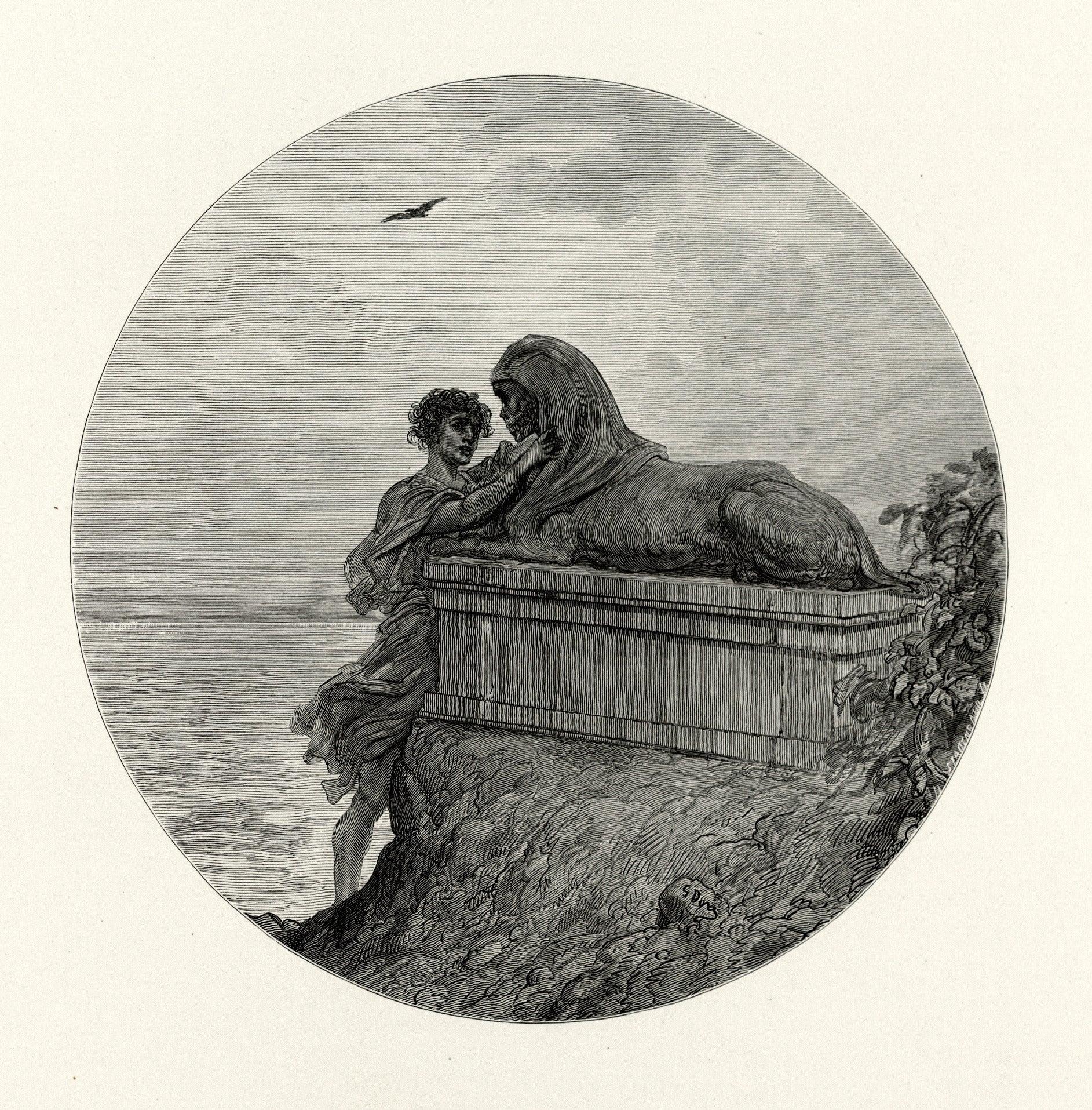 Gustave Doré — Tailpiece: the Sphinx | Gothic Illustration Print - 9ArtPrints