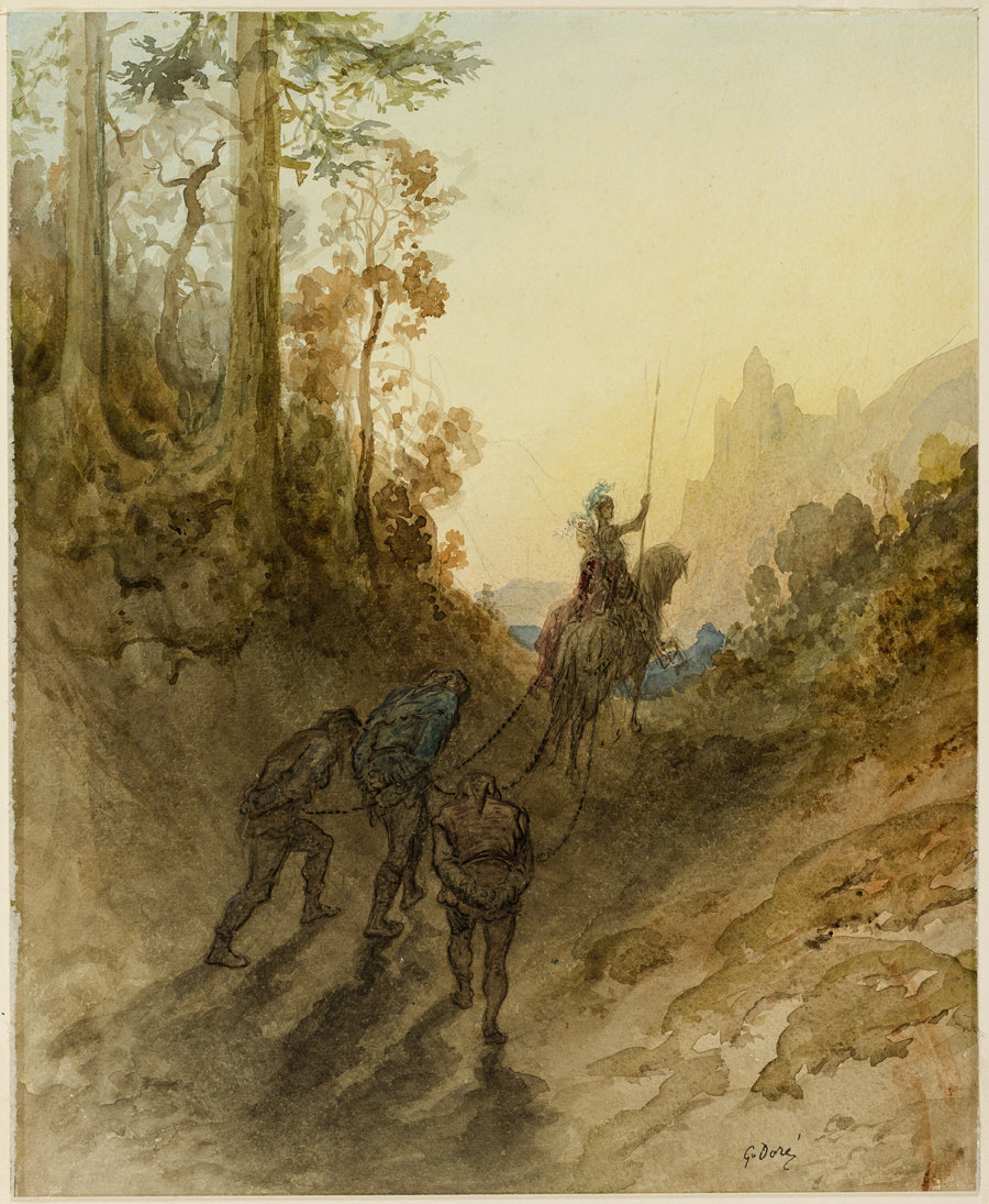 Gustave Doré — The Giants are Captured | Fine Art Print shown to scale on a wall above a sofa