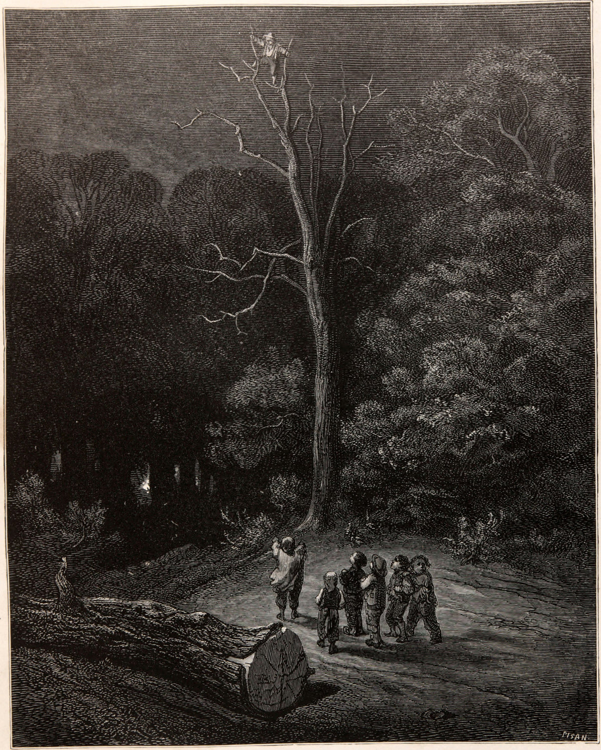 Gustave Doré — Tom Thumb: A Light in the Night Forest | Fairy Tale Illustration Print - 9ArtPrints