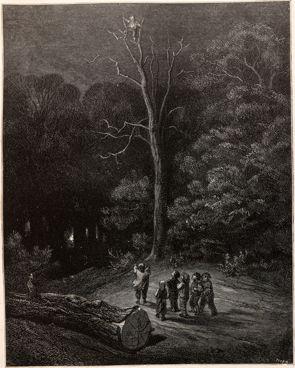 Gustave Doré — Tom Thumb: A Light in the Night Forest | Fairy Tale Illustration Print