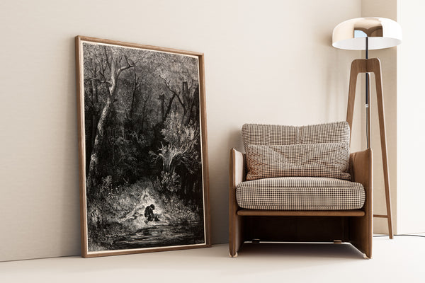 Gustave Doré — Tom Thumb: Gathering Pebbles by the Stream | Fairy Tale Illustration Print