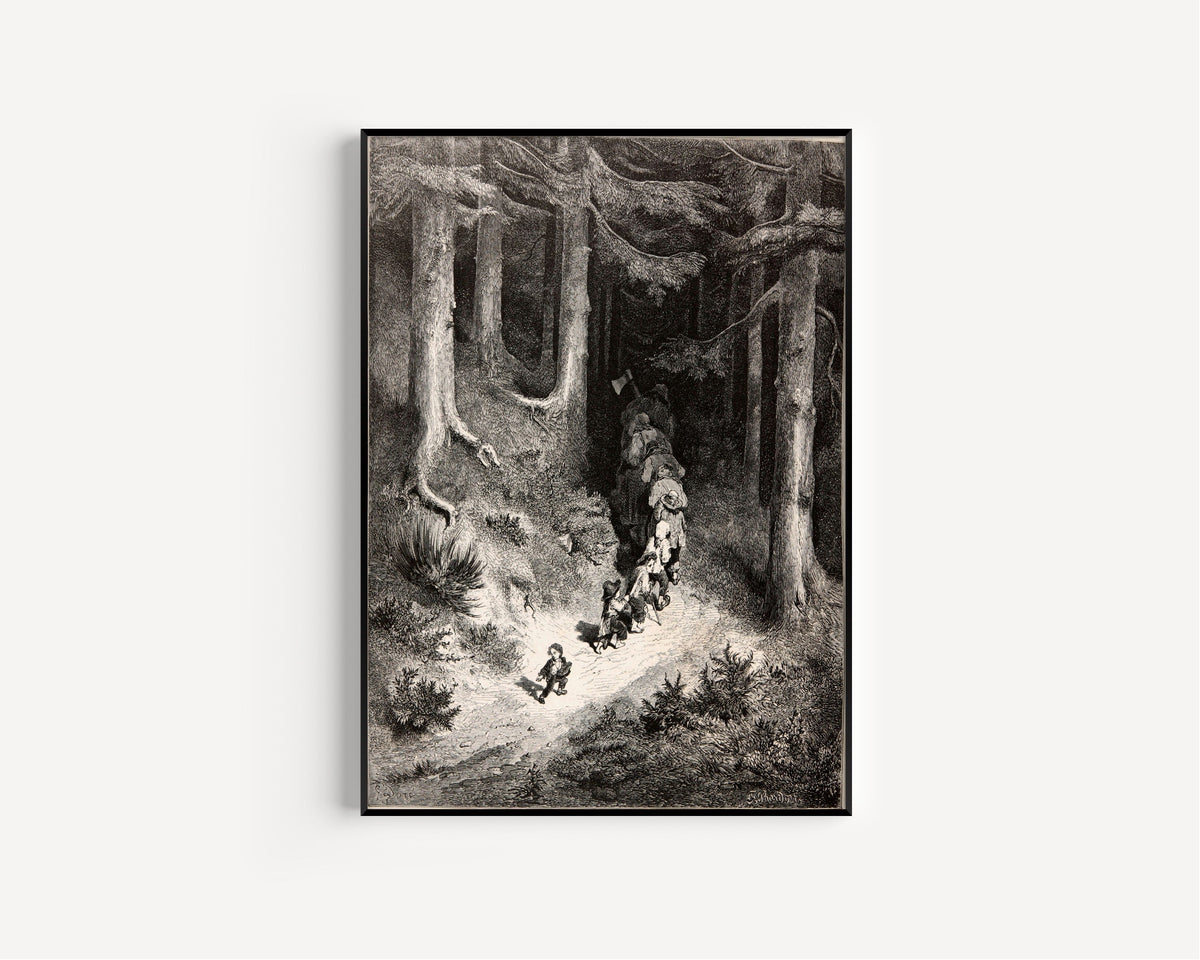 Gustave Doré — Tom Thumb: Leading His Brothers Through the Forest | Fairy Tale Illustration Print - 9ArtPrints